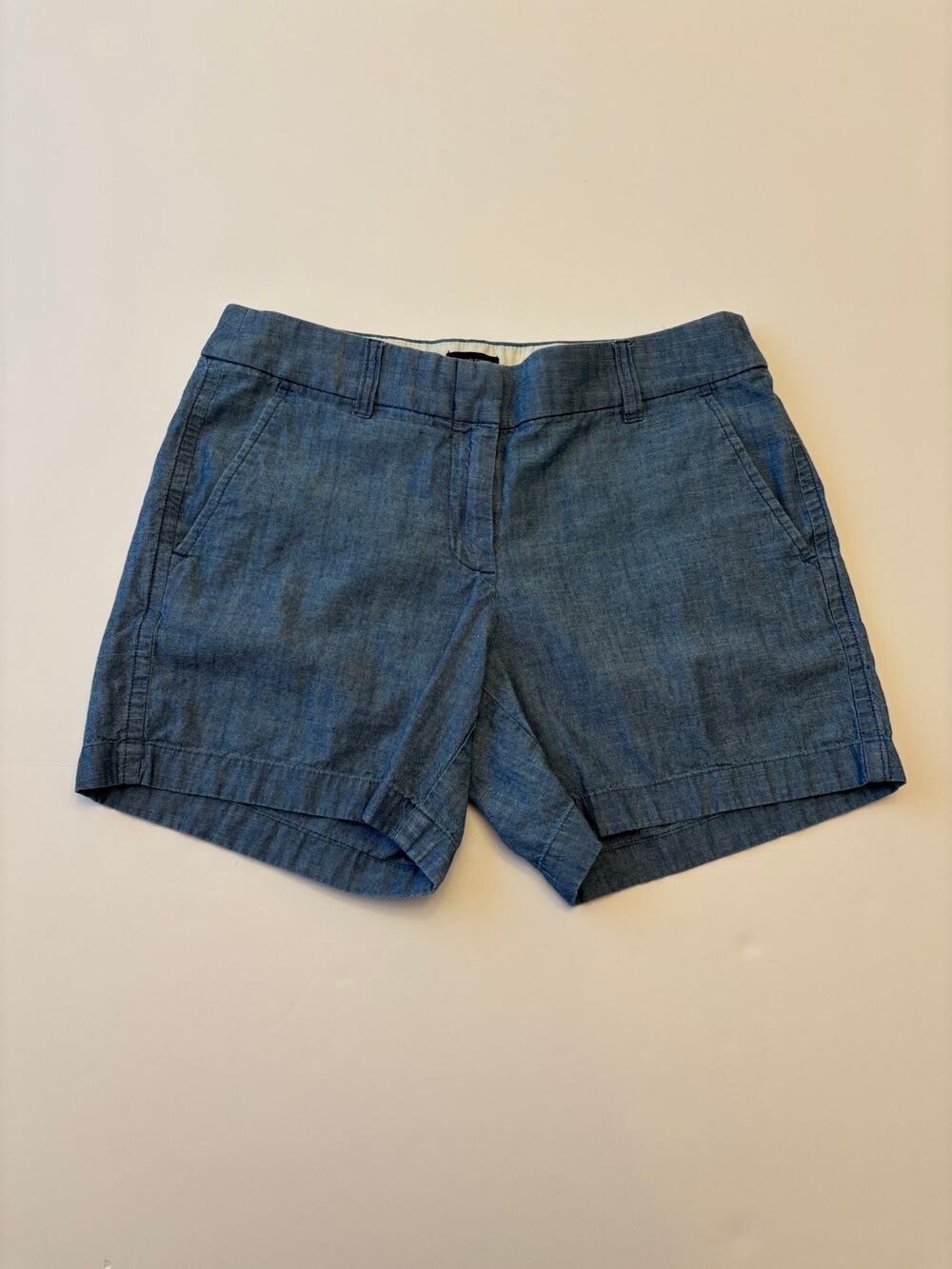 J.Crew Womens Size 4 Blue Chambray Shorts 100% Cotton Casual Preppy